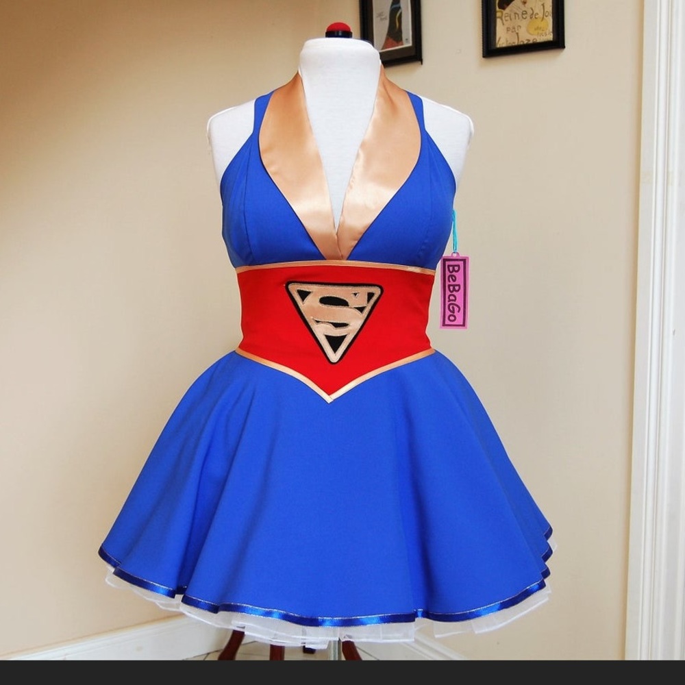 Super girl cosplay costume comes with dress and cape